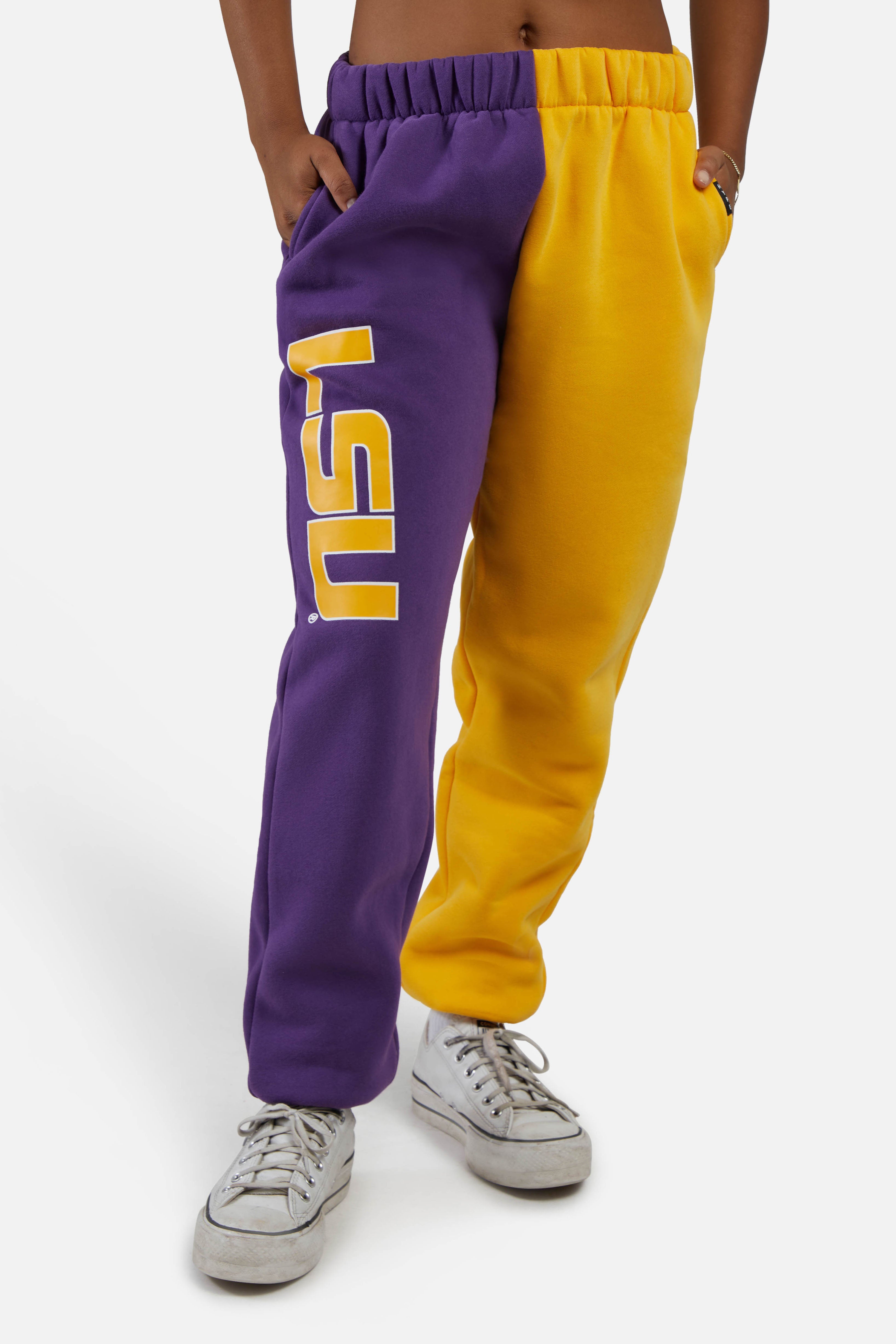 LSU Color-Block Sweats X-Large / Purple and White | Hype and Vice