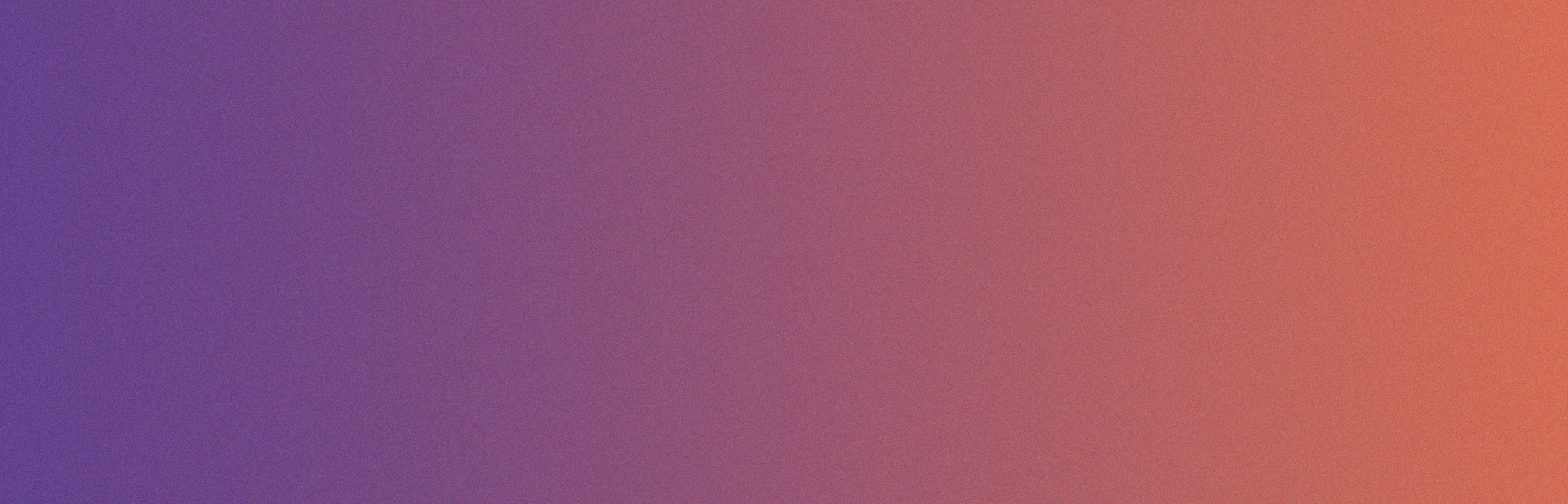 A gradient background transitioning from deep purple on the left to a warm orange on the right.