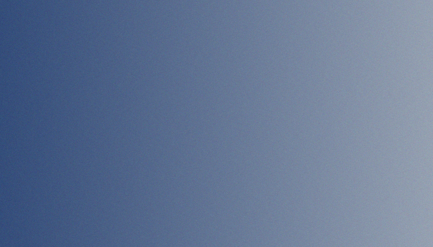 A gradient background transitioning from deep blue on the left to light gray on the right.