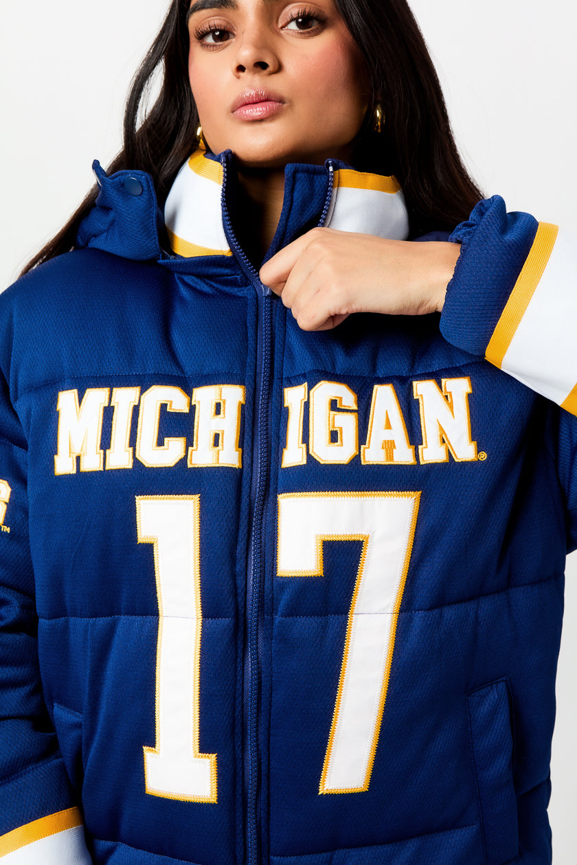 Michigan Jersey Puffer Jacket