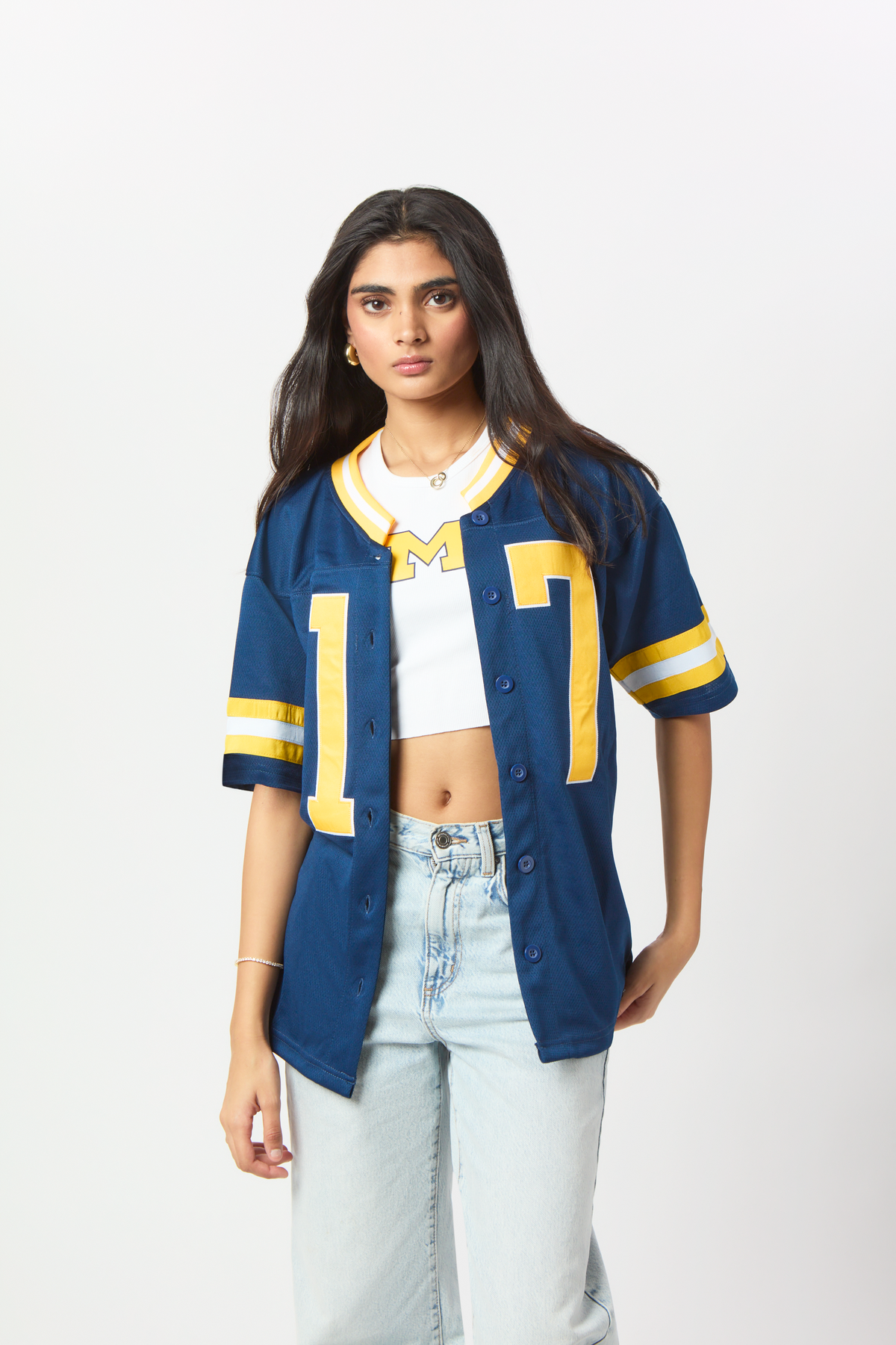 University of Michigan Button Down Football Jersey