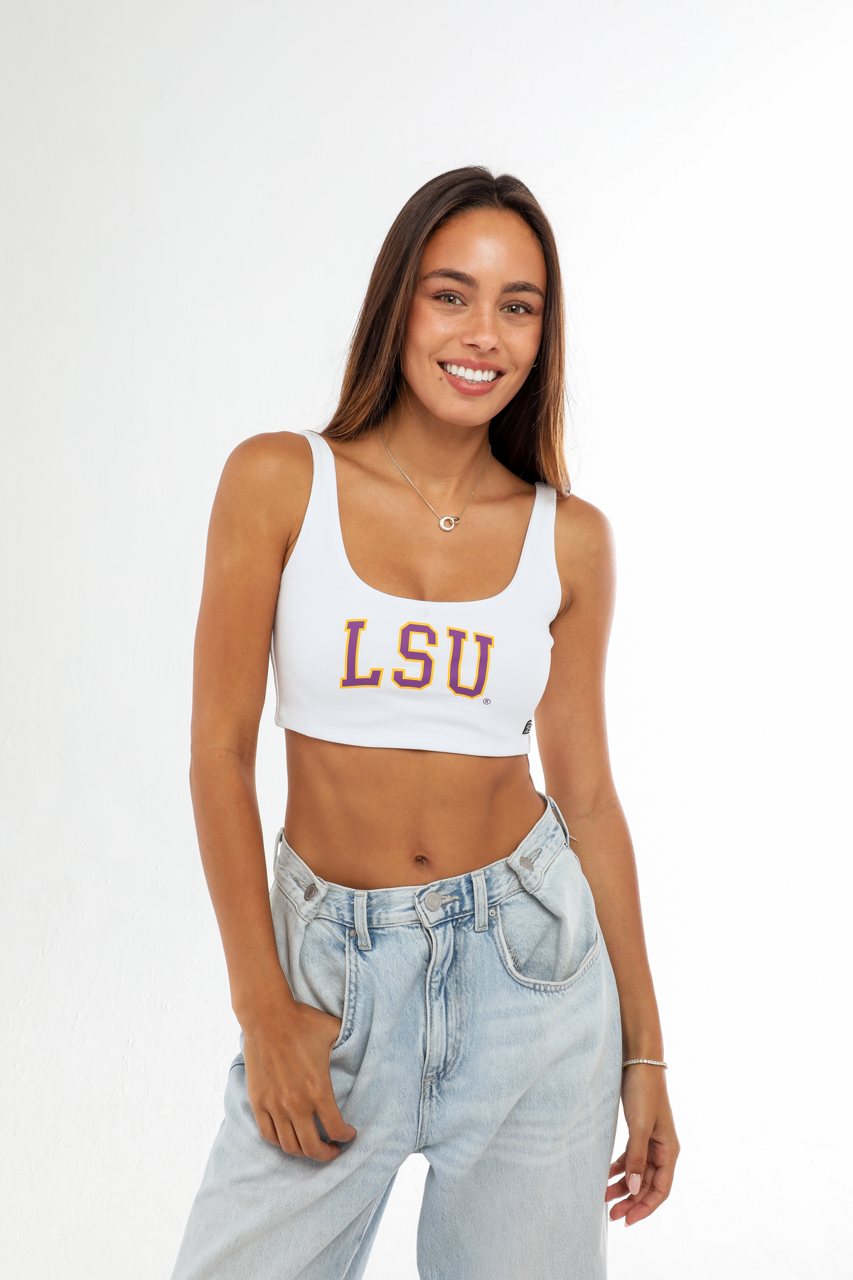 LSU | Scoop Neck Crop Top