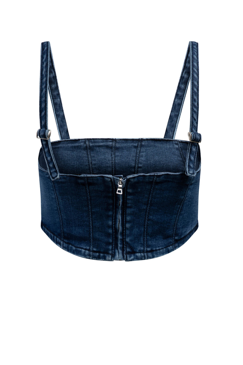 AsYou western star denim corset top in electric blue - part of a set -  ShopStyle