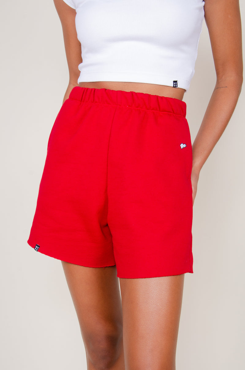 Red cut off on sale shorts