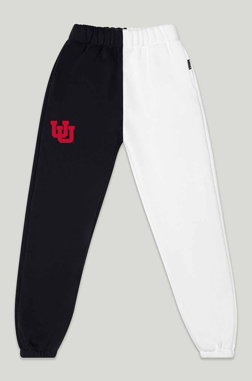 Black and white color block sweatpants hotsell