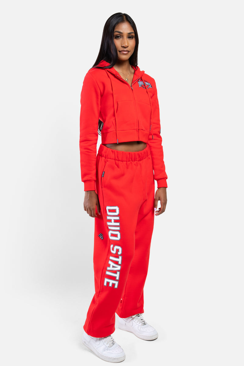 Red Premium Sports Academy Puff Oversized Sweatpants