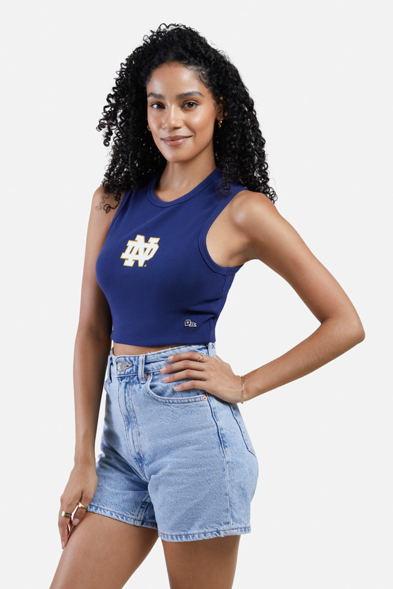 Women's Hype and Vice Navy/Gold Notre Dame Fighting Irish Color Block Brandy Cropped T-Shirt Size: Large