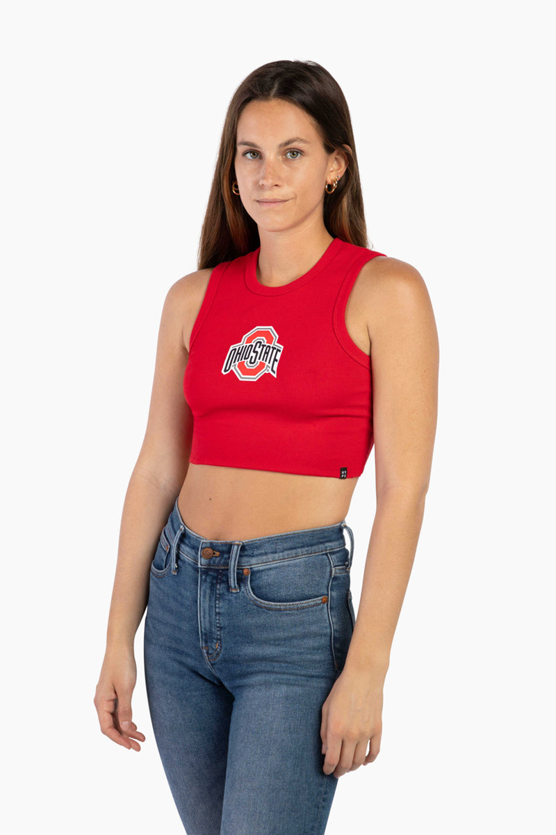 Ladies Ohio State Buckeyes Ribbed Scarlet Sports Bra