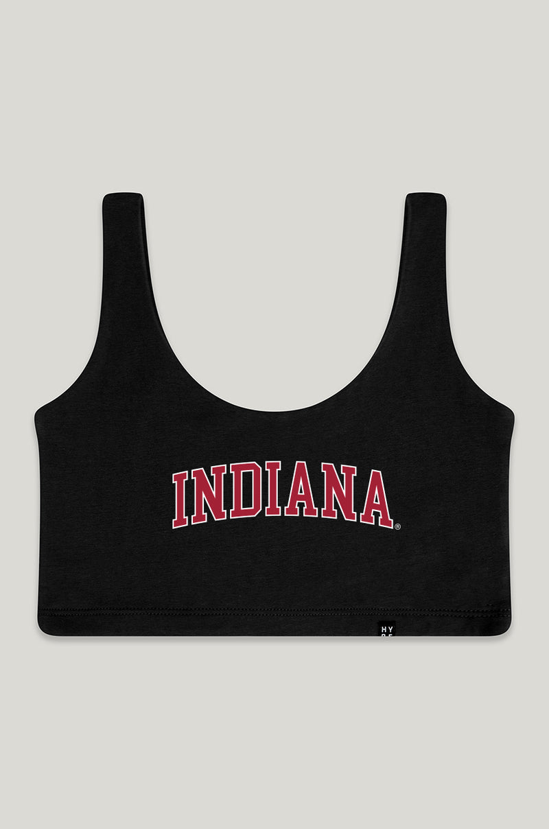 Ladies Indiana Hoosiers Scoop Black Sports Bra - Official Indiana