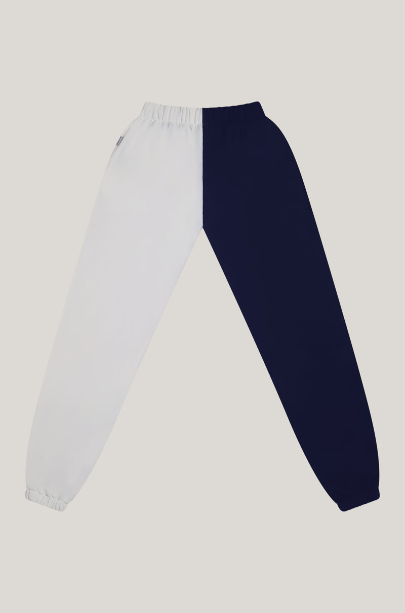 Half black best sale and white sweatpants