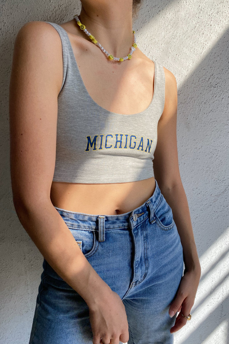 University of Michigan | Scoop Neck Crop Top Small / Grey | Hype and Vice