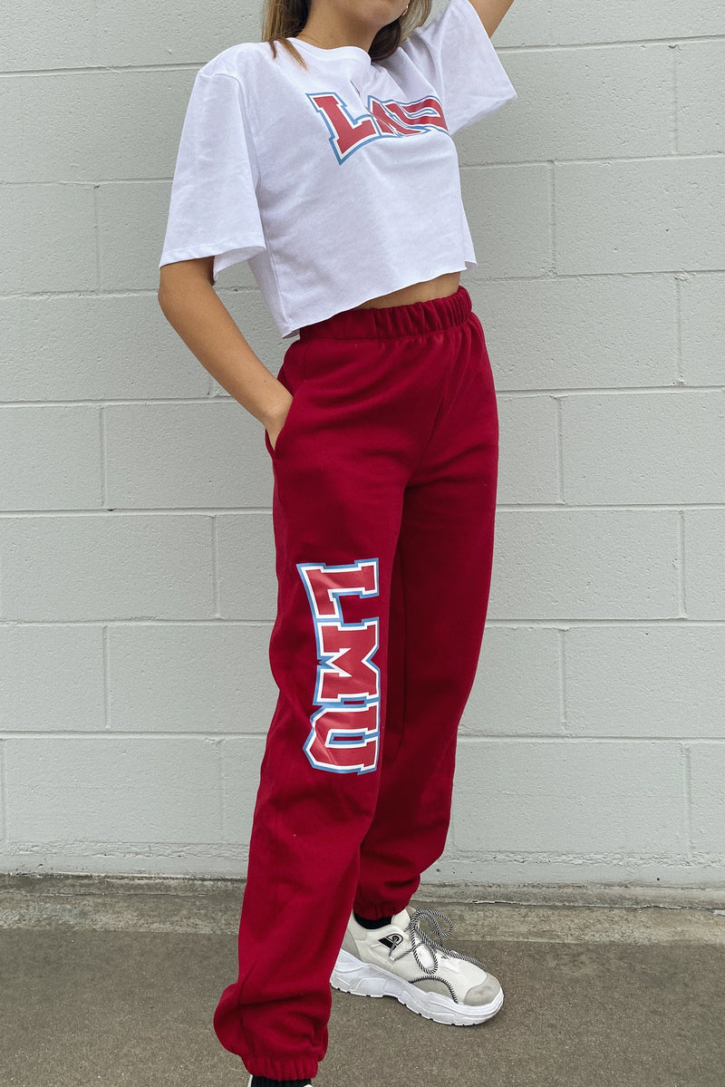 Blue and red discount sweatpants